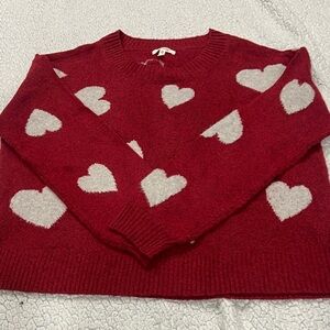 Maurices Red Sweater with White Heart Patterns